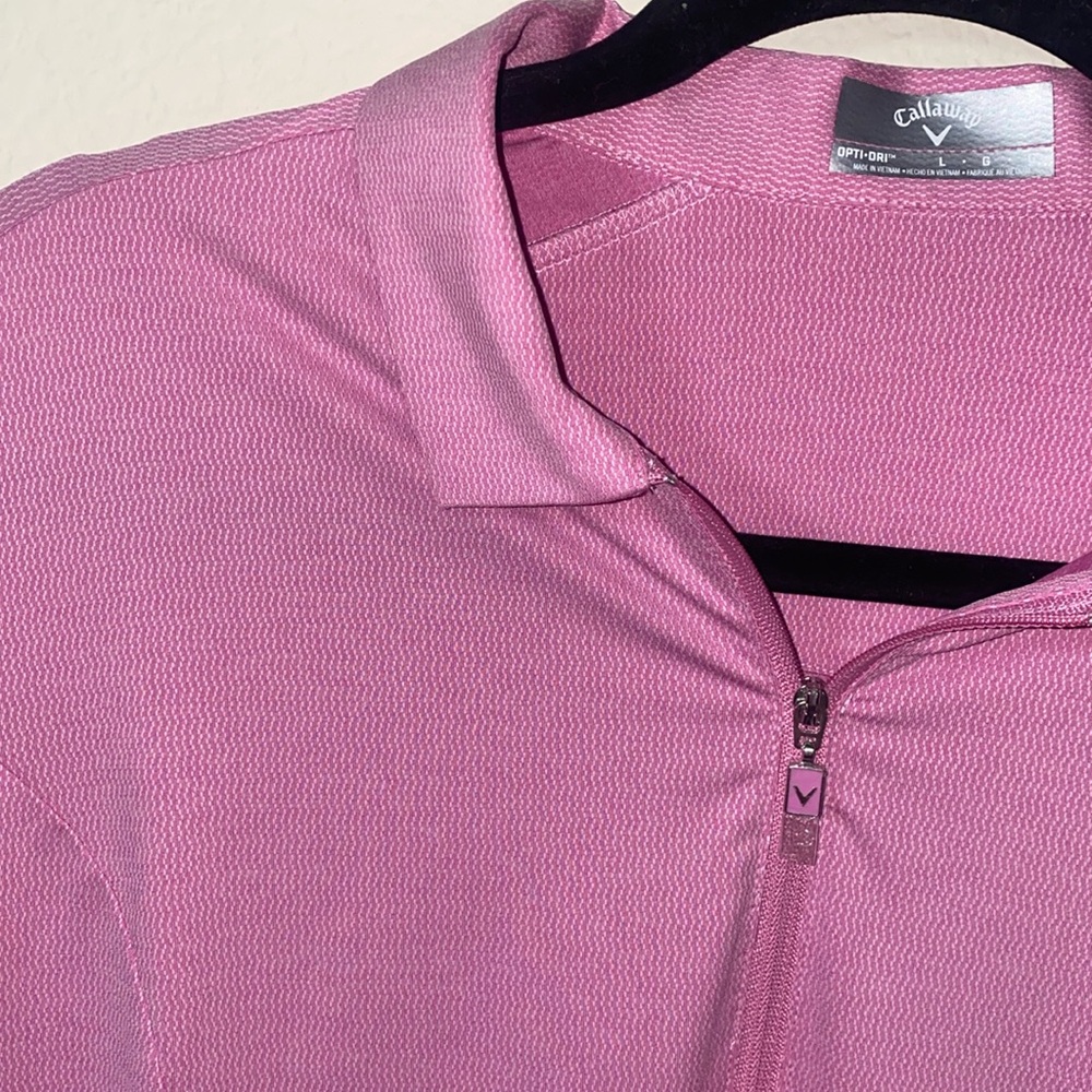 🛍️Mens Callaway Opti-Dri Pink quarter zip short sleeved polo! - Picture 2 of 8